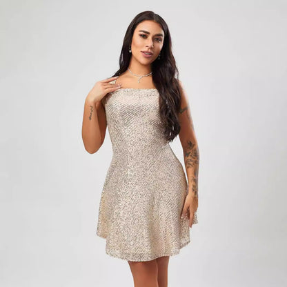 High-grade Sexy Sling Mini Sequins Dress