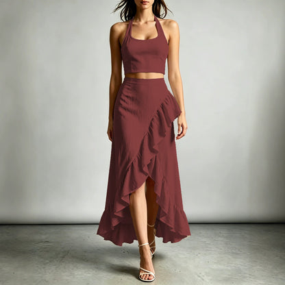 Cropped Top With A High-waisted Ruffled Skirt