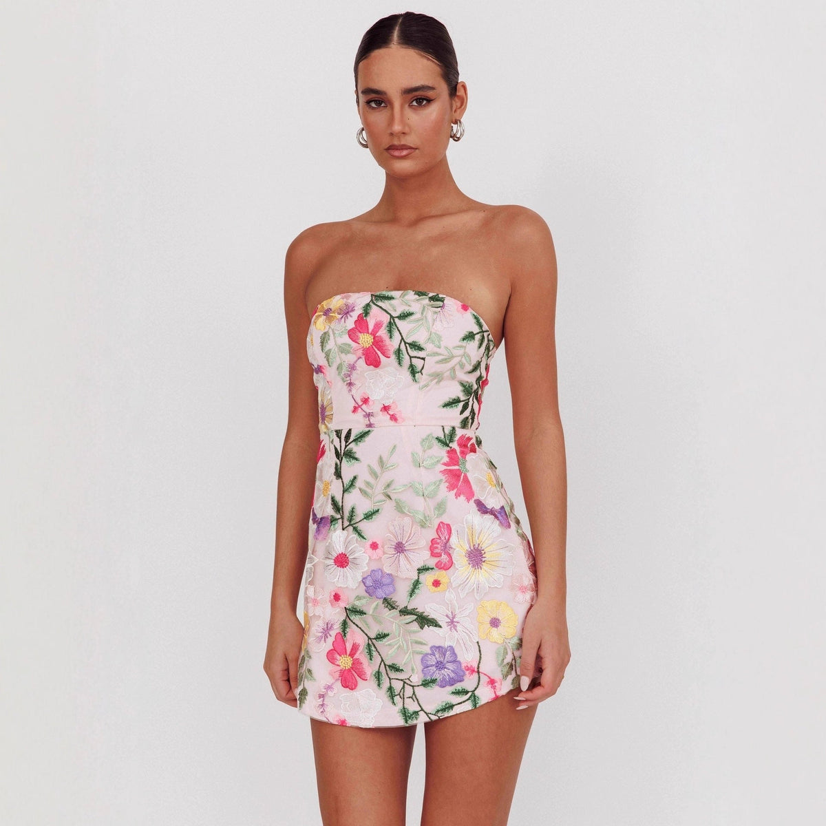 Dress Bodycon Strapless Sundress Niche Elegant Floral Skirt