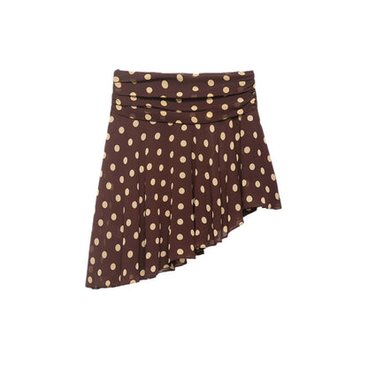 Polka Dot Asymmetric High Waist Mini Skirt